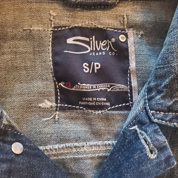 MEN SILVER JEANS JEAN JACKET S - Picture 4 of 5